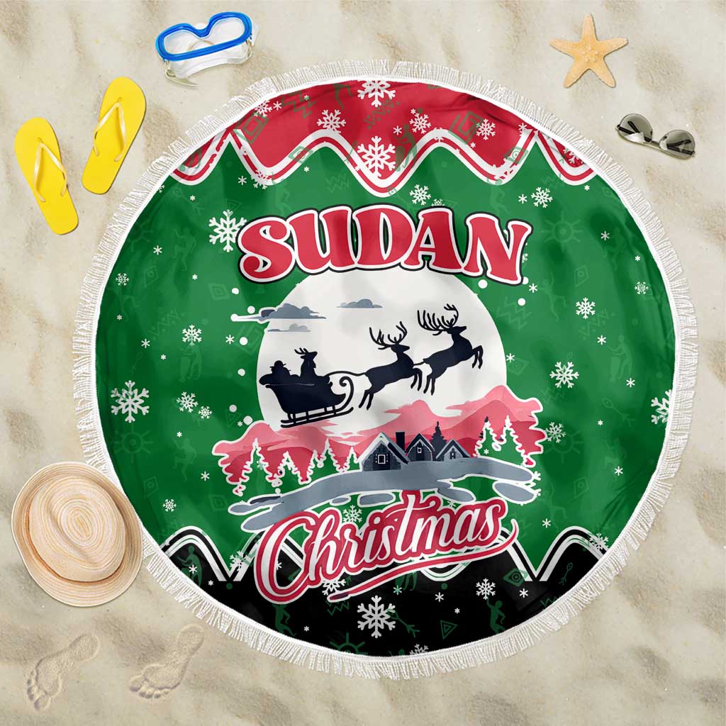 Sudan Christmas Beach Blanket Red Green Black Xmas Santa Sleigh and Map - African Pride