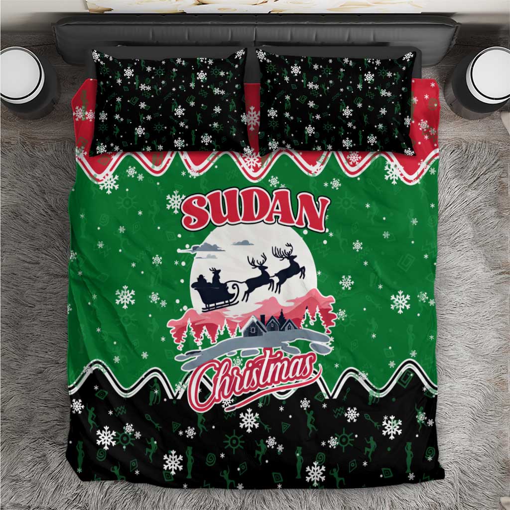 Sudan Christmas Bedding Set Red Green Black Xmas Santa Sleigh and Map - African Pride