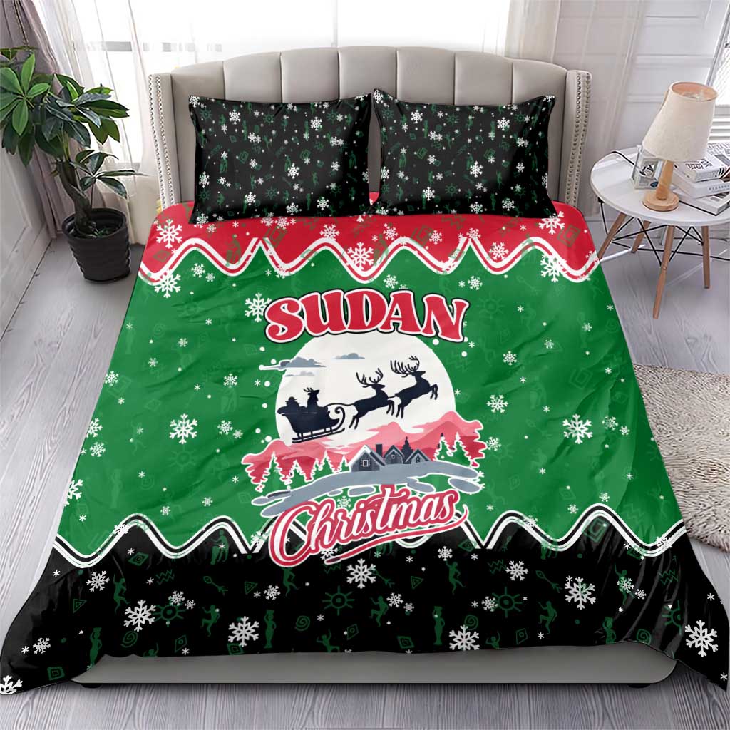Sudan Christmas Bedding Set Red Green Black Xmas Santa Sleigh and Map - African Pride