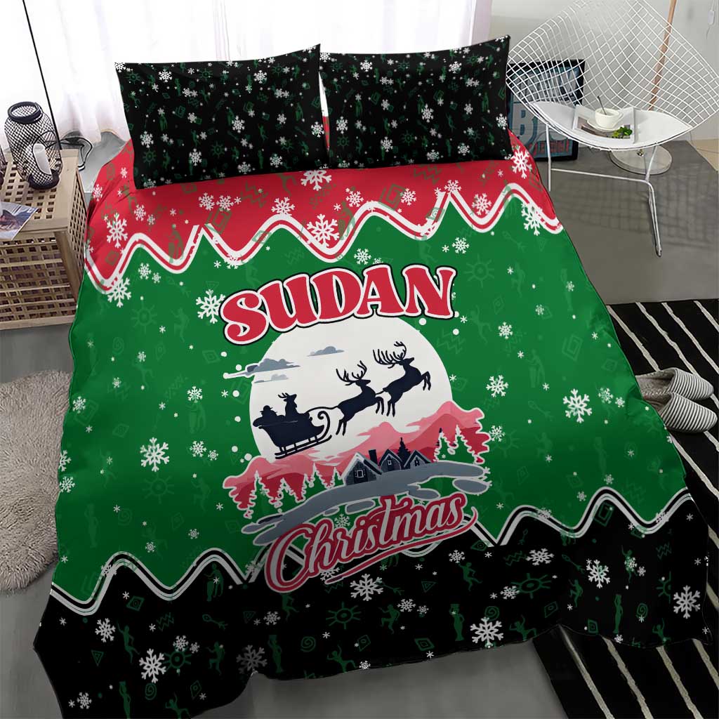 Sudan Christmas Bedding Set Red Green Black Xmas Santa Sleigh and Map - African Pride