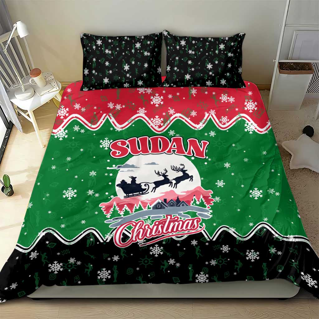 Sudan Christmas Bedding Set Red Green Black Xmas Santa Sleigh and Map - African Pride