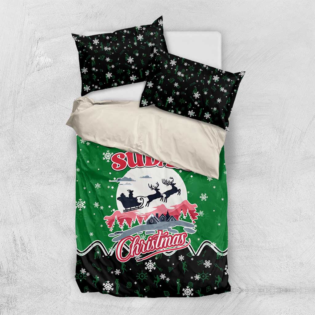 Sudan Christmas Bedding Set Red Green Black Xmas Santa Sleigh and Map - African Pride