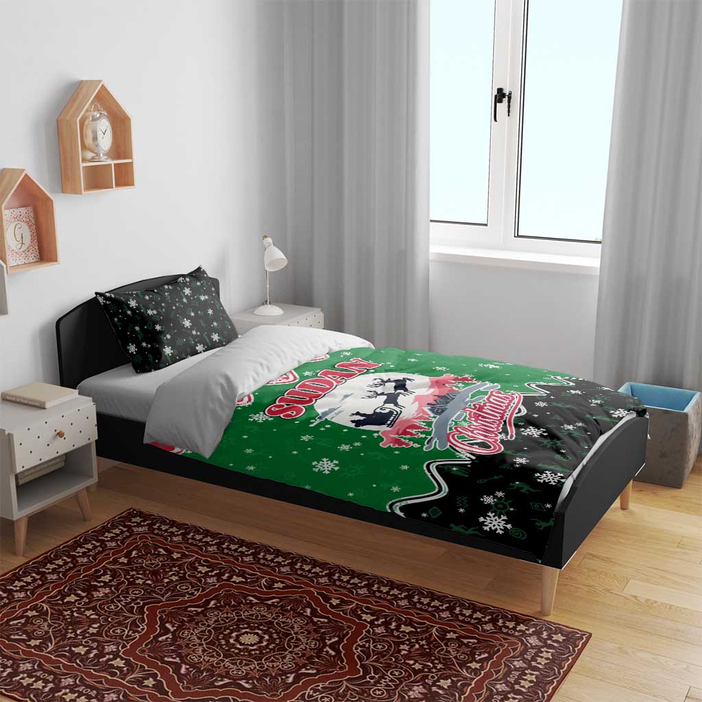 Sudan Christmas Bedding Set Red Green Black Xmas Santa Sleigh and Map - African Pride