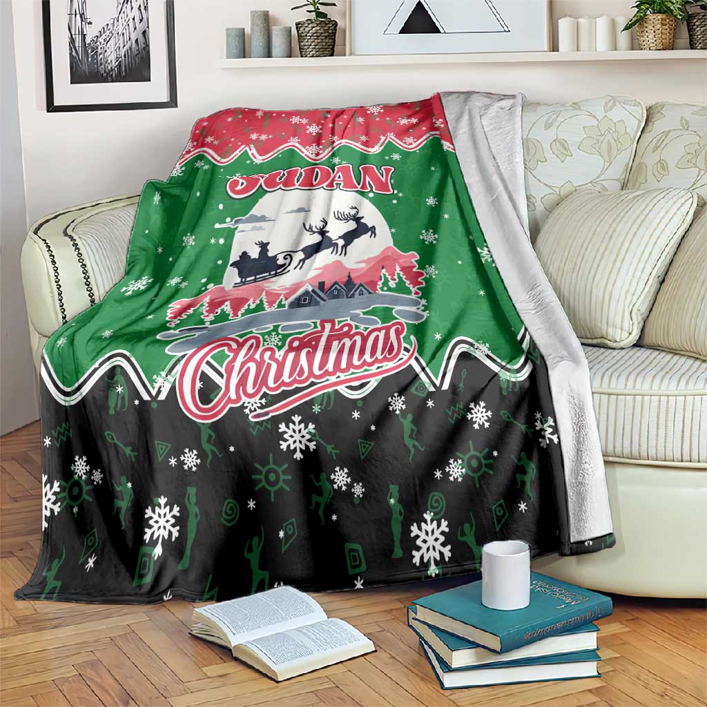Sudan Christmas Blanket Red Green Black Xmas Santa Sleigh and Map - African Pride