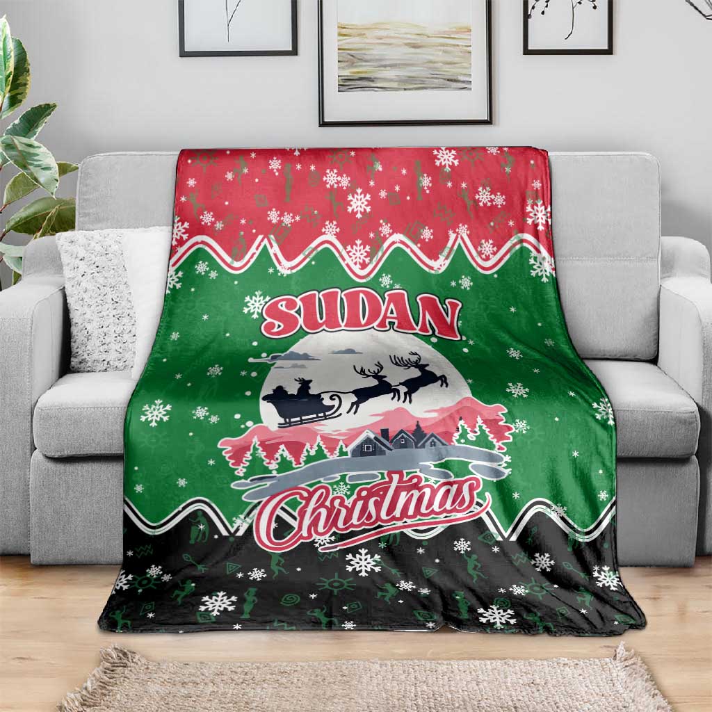 Sudan Christmas Blanket Red Green Black Xmas Santa Sleigh and Map - African Pride