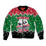 Sudan Christmas Bomber Jacket Red Green Black Xmas Santa Sleigh and Map - African Pride