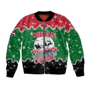 Sudan Christmas Bomber Jacket Red Green Black Xmas Santa Sleigh and Map - African Pride