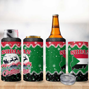 Sudan Christmas 4 in 1 Can Cooler Tumbler Red Green Black Xmas Santa Sleigh and Map - African Pride