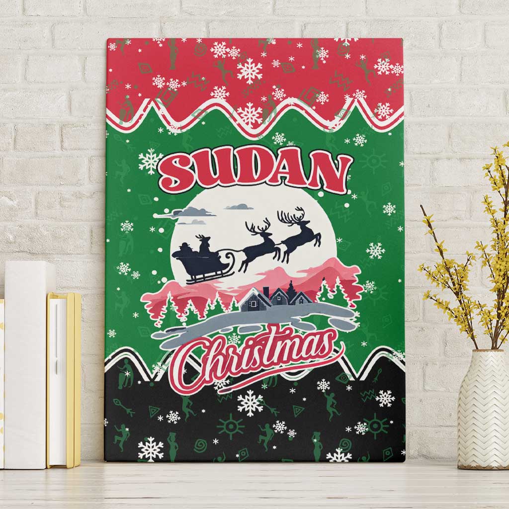 Sudan Christmas Canvas Wall Art Red Green Black Xmas Santa Sleigh and Map - African Pride