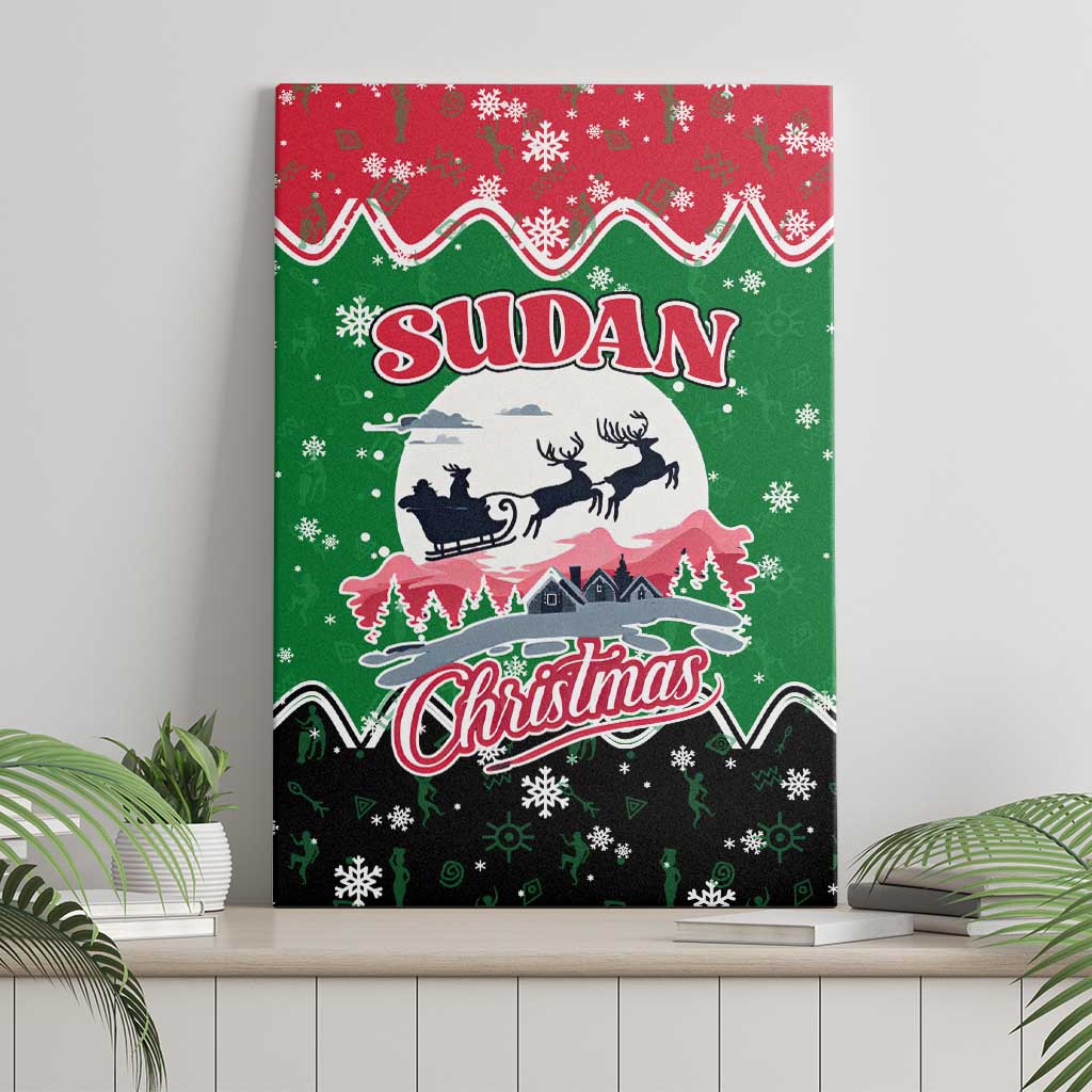 Sudan Christmas Canvas Wall Art Red Green Black Xmas Santa Sleigh and Map - African Pride