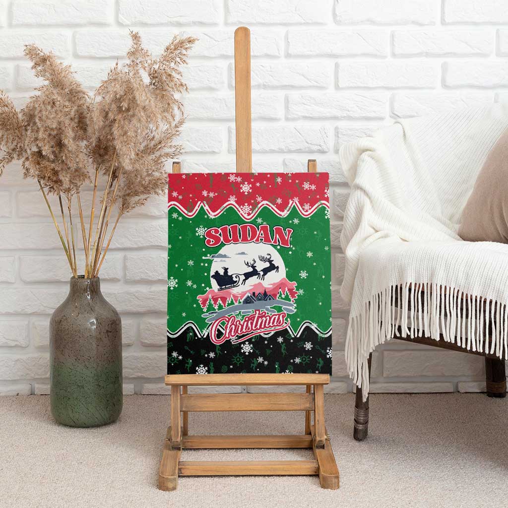 Sudan Christmas Canvas Wall Art Red Green Black Xmas Santa Sleigh and Map - African Pride