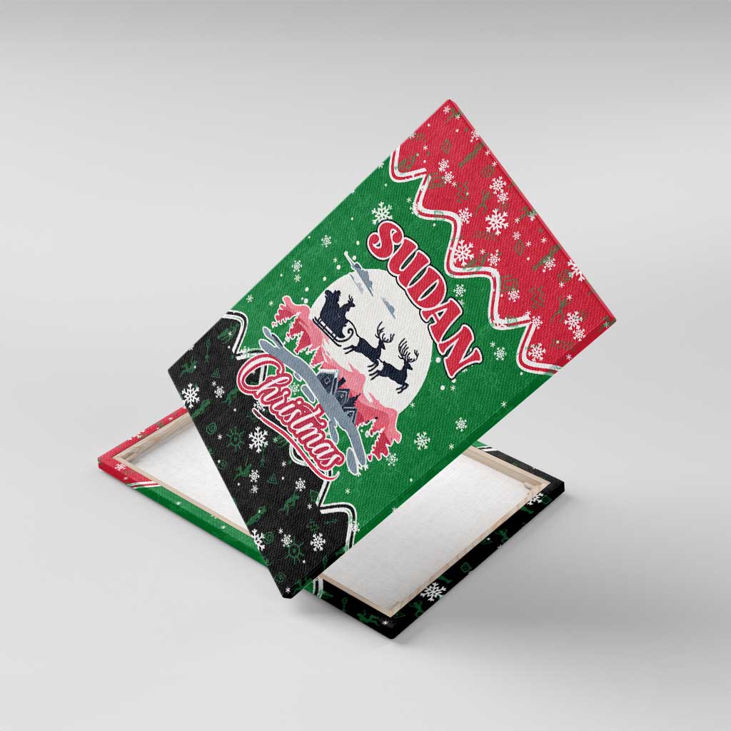 Sudan Christmas Canvas Wall Art Red Green Black Xmas Santa Sleigh and Map - African Pride