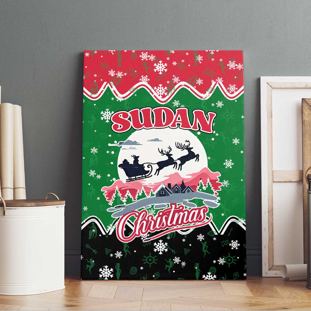 Sudan Christmas Canvas Wall Art Red Green Black Xmas Santa Sleigh and Map - African Pride