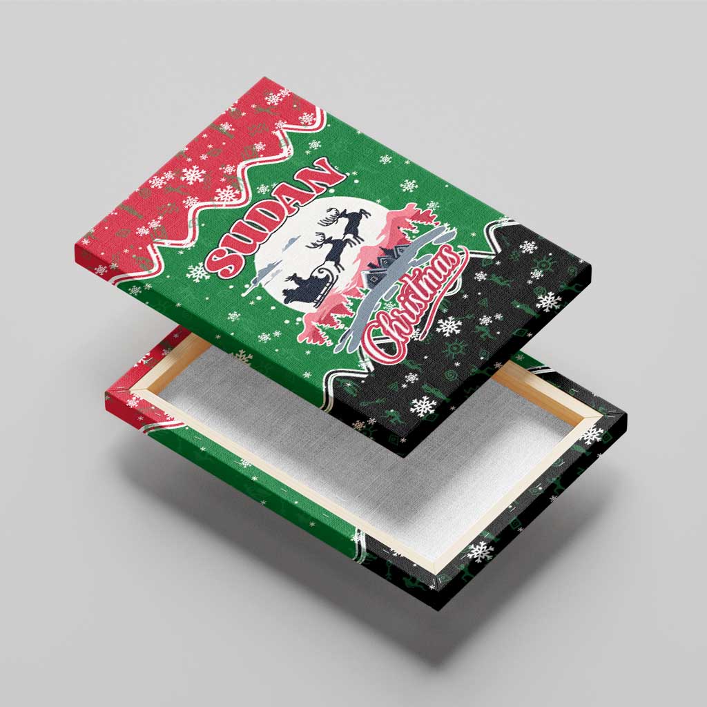 Sudan Christmas Canvas Wall Art Red Green Black Xmas Santa Sleigh and Map - African Pride