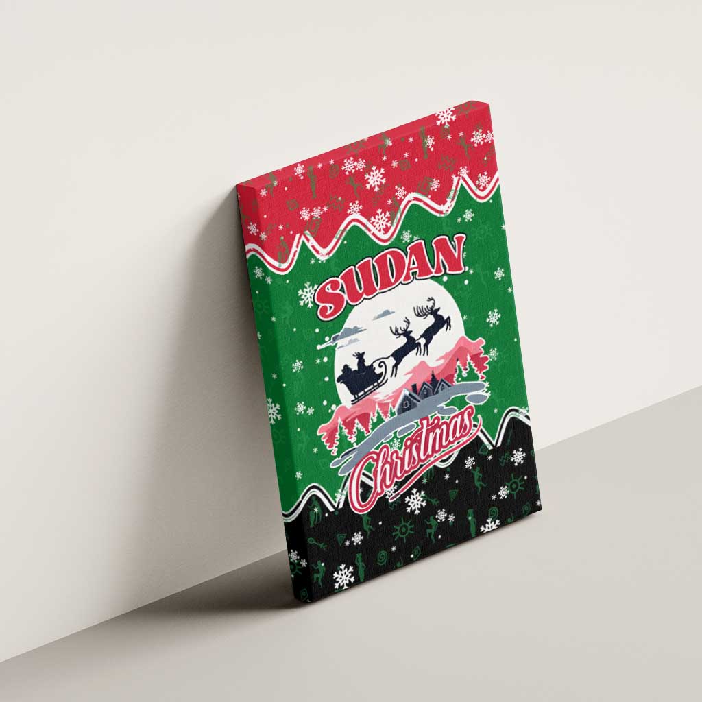 Sudan Christmas Canvas Wall Art Red Green Black Xmas Santa Sleigh and Map - African Pride