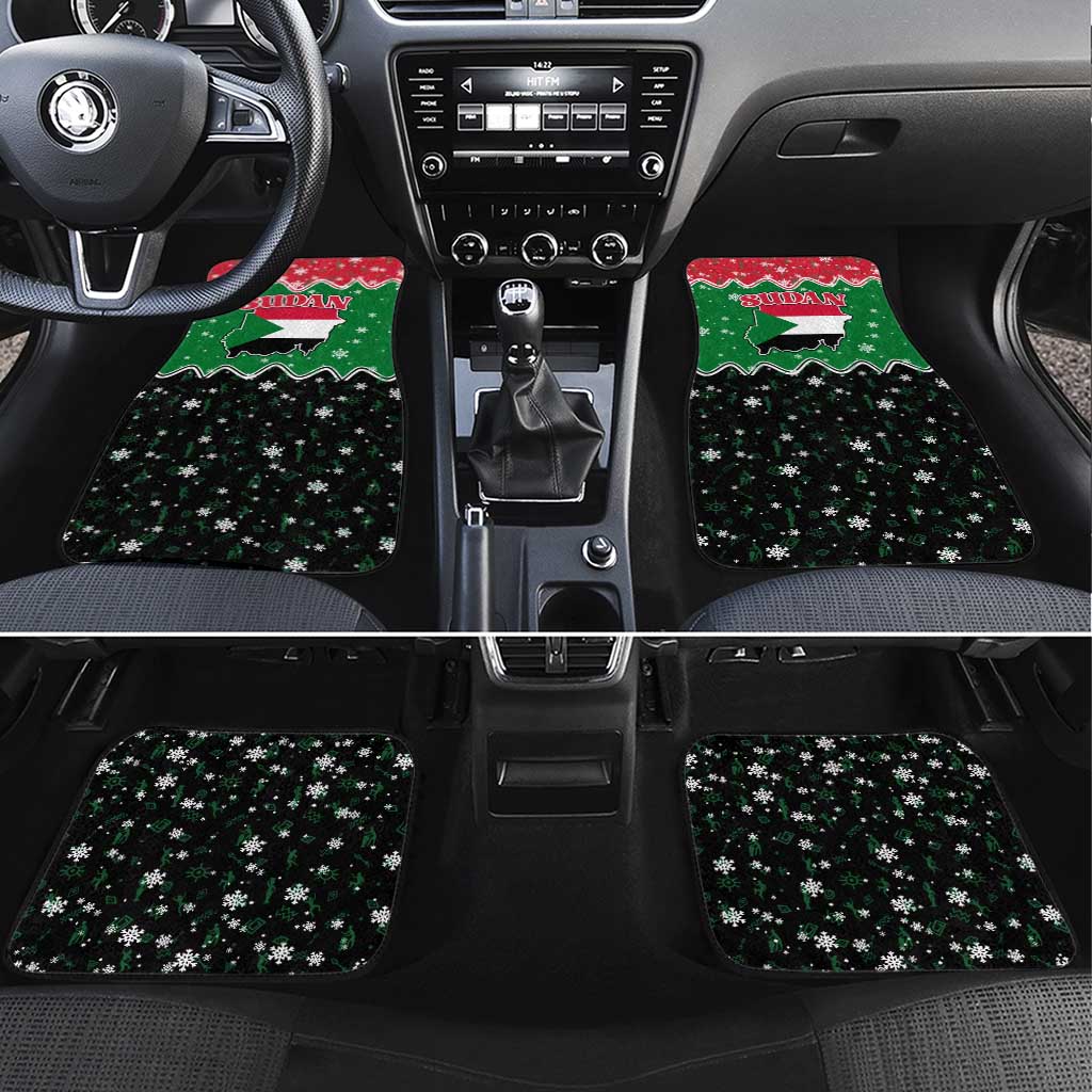 Sudan Christmas Car Mats Red Green Black Xmas Santa Sleigh and Map - African Pride