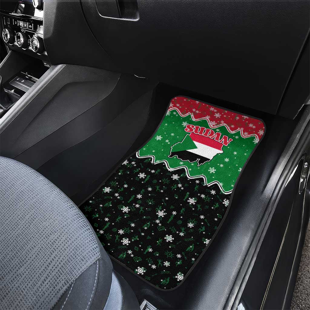 Sudan Christmas Car Mats Red Green Black Xmas Santa Sleigh and Map - African Pride