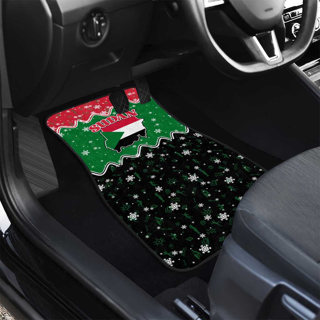 Sudan Christmas Car Mats Red Green Black Xmas Santa Sleigh and Map - African Pride