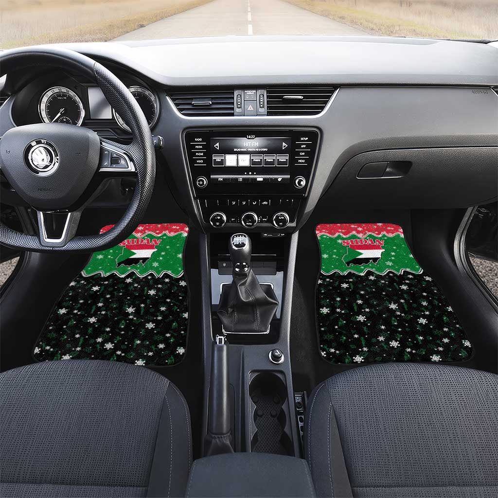 Sudan Christmas Car Mats Red Green Black Xmas Santa Sleigh and Map - African Pride