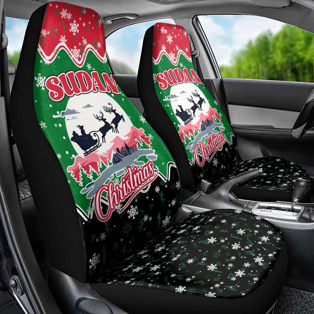 Sudan Christmas Car Seat Cover Red Green Black Xmas Santa Sleigh and Map - African Pride