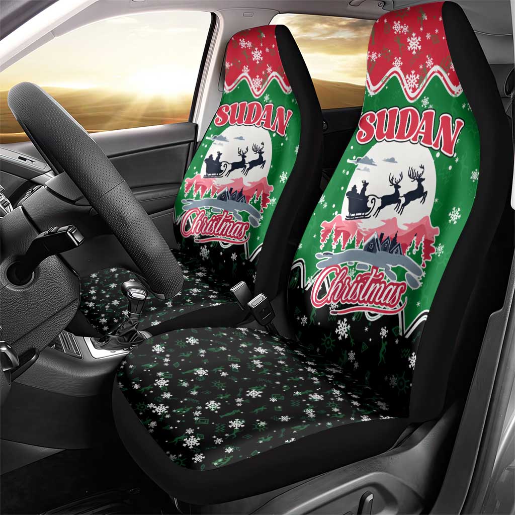 Sudan Christmas Car Seat Cover Red Green Black Xmas Santa Sleigh and Map - African Pride