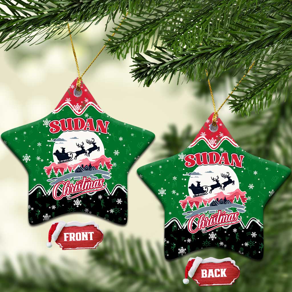 Sudan Christmas Ceramic Ornament Red Green Black Xmas Santa Sleigh and Map - African Pride
