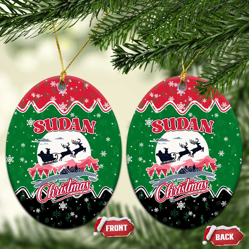 Sudan Christmas Ceramic Ornament Red Green Black Xmas Santa Sleigh and Map - African Pride