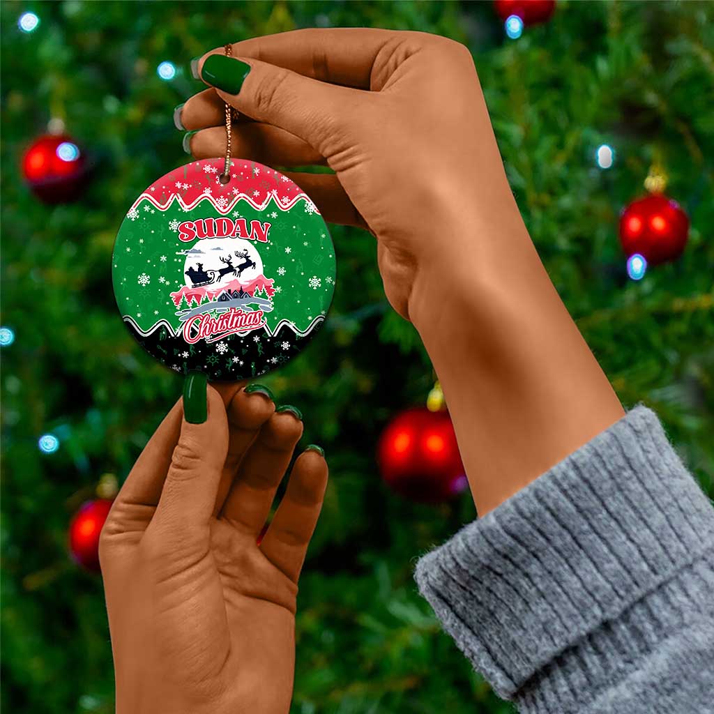 Sudan Christmas Ceramic Ornament Red Green Black Xmas Santa Sleigh and Map - African Pride