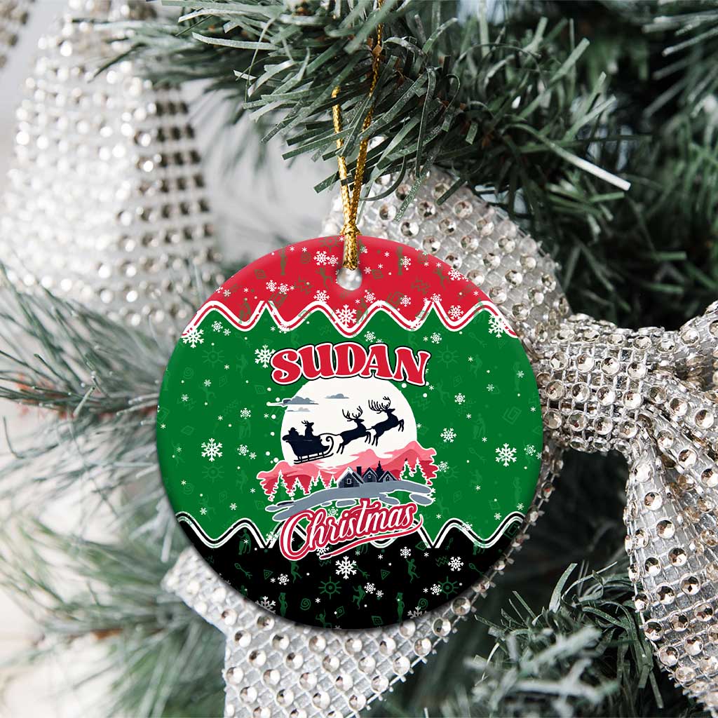 Sudan Christmas Ceramic Ornament Red Green Black Xmas Santa Sleigh and Map - African Pride