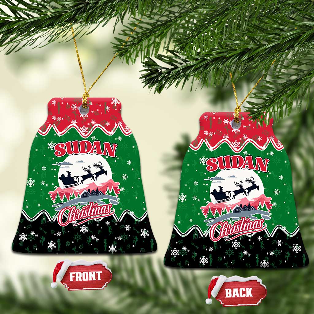 Sudan Christmas Ceramic Ornament Red Green Black Xmas Santa Sleigh and Map - African Pride