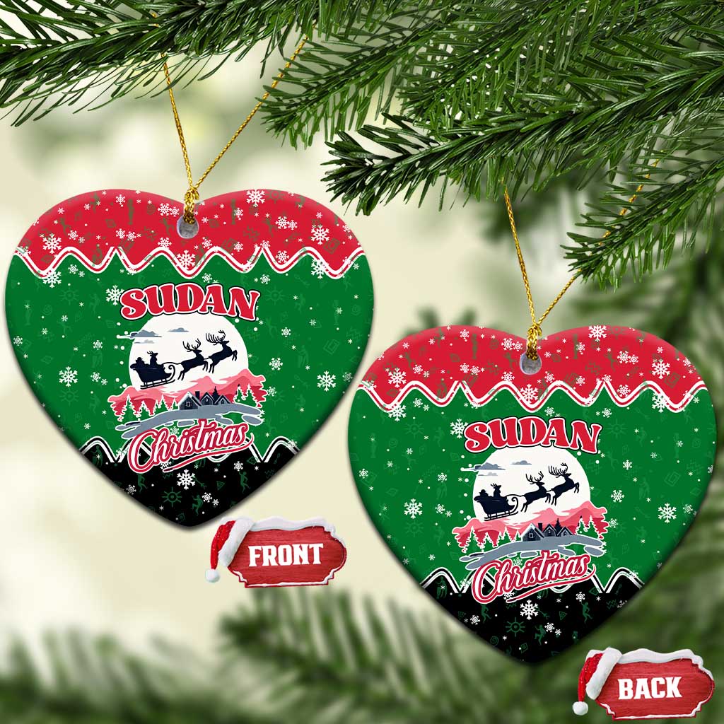 Sudan Christmas Ceramic Ornament Red Green Black Xmas Santa Sleigh and Map - African Pride