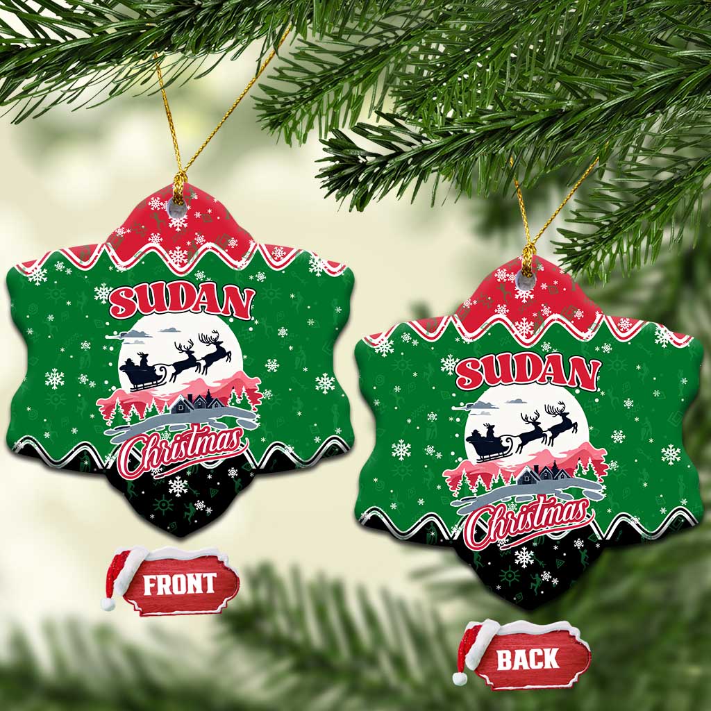 Sudan Christmas Ceramic Ornament Red Green Black Xmas Santa Sleigh and Map - African Pride