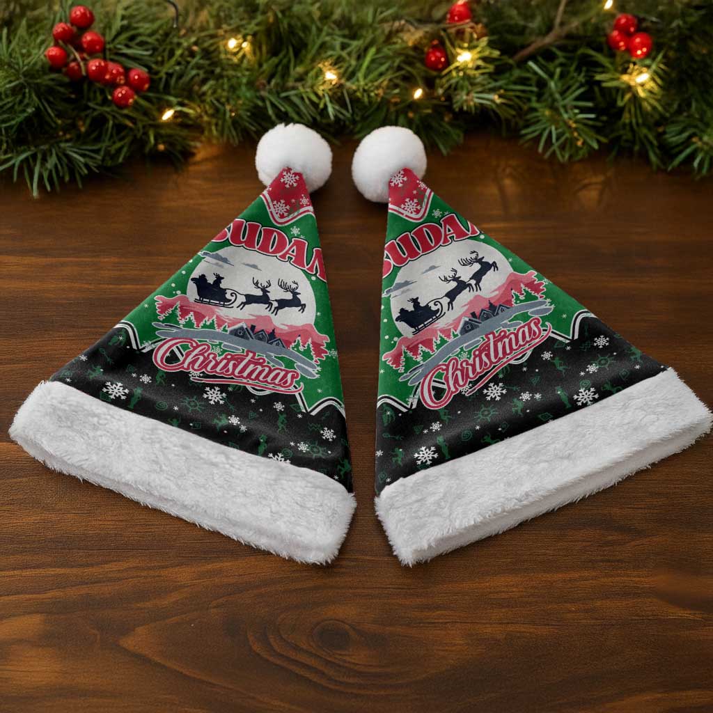Sudan Christmas Santa Hat Red Green Black Xmas Santa Sleigh and Map - African Pride