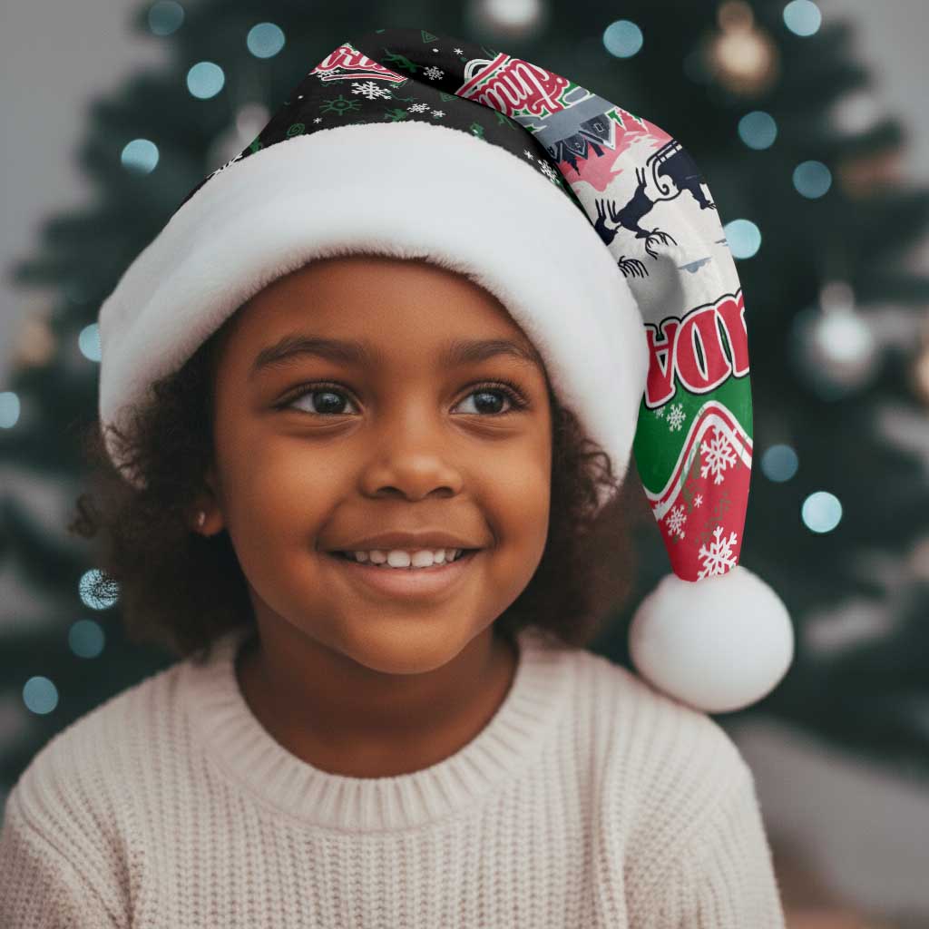 Sudan Christmas Santa Hat Red Green Black Xmas Santa Sleigh and Map - African Pride