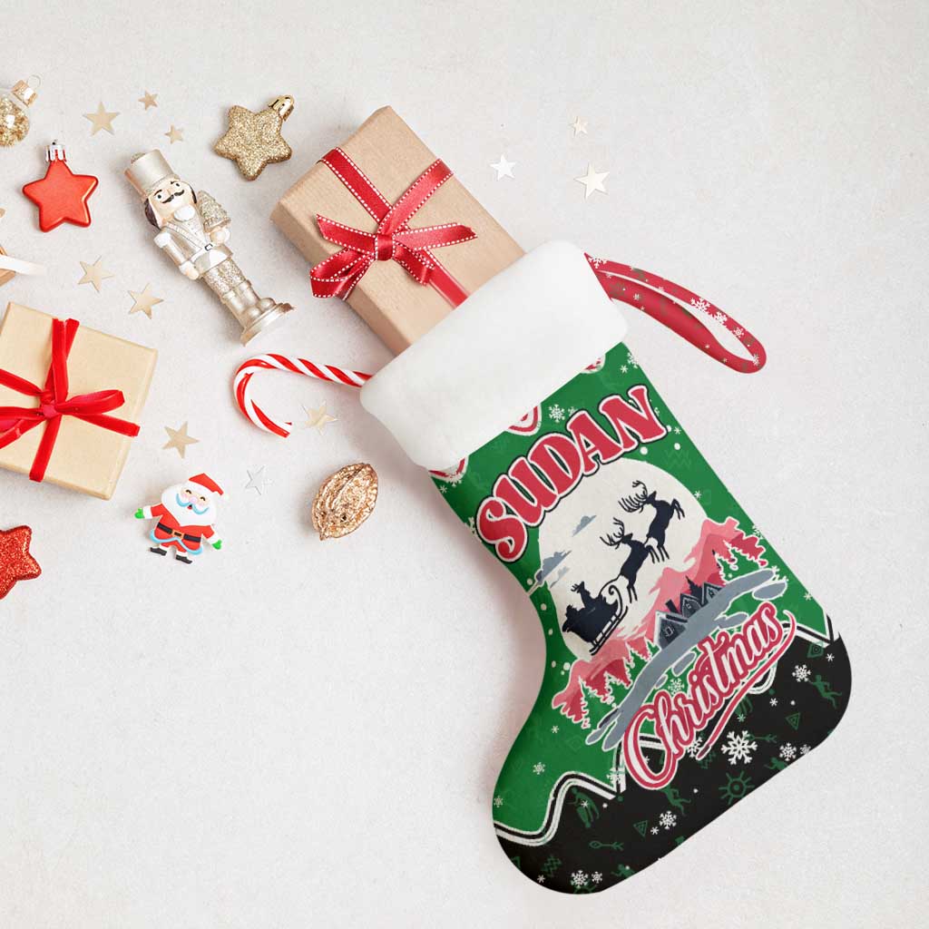 Sudan Christmas Stocking Red Green Black Xmas Santa Sleigh and Map - African Pride