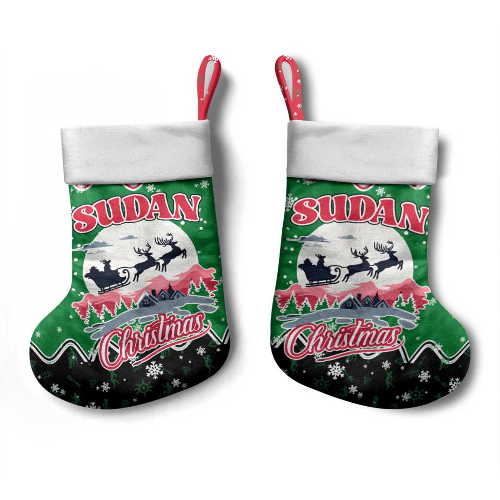 Sudan Christmas Stocking Red Green Black Xmas Santa Sleigh and Map - African Pride