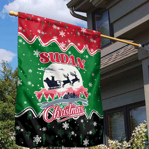 Sudan Christmas Garden Flag Red Green Black Xmas Santa Sleigh and Map - African Pride