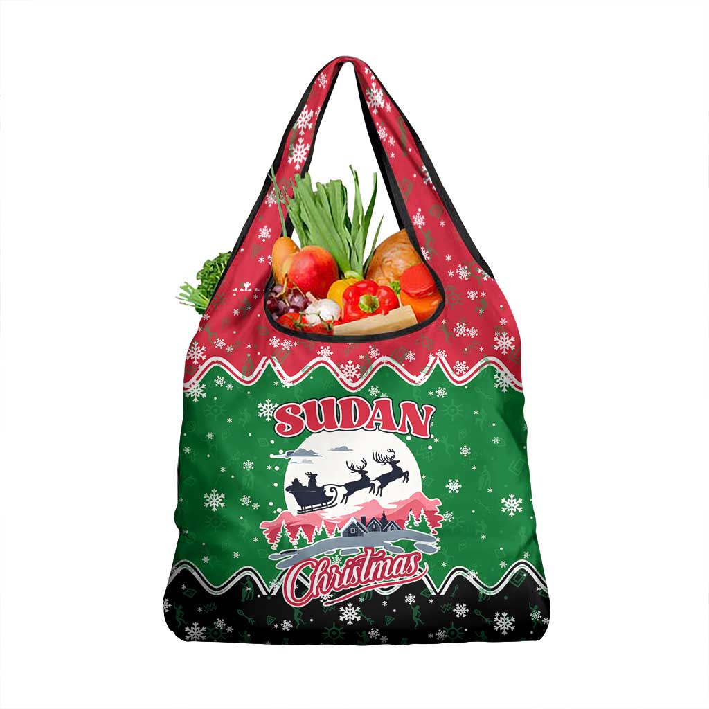 Sudan Christmas Grocery Bag Red Green Black Xmas Santa Sleigh and Map - African Pride