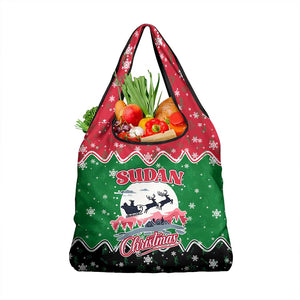Sudan Christmas Grocery Bag Red Green Black Xmas Santa Sleigh and Map - African Pride