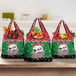Sudan Christmas Grocery Bag Red Green Black Xmas Santa Sleigh and Map - African Pride