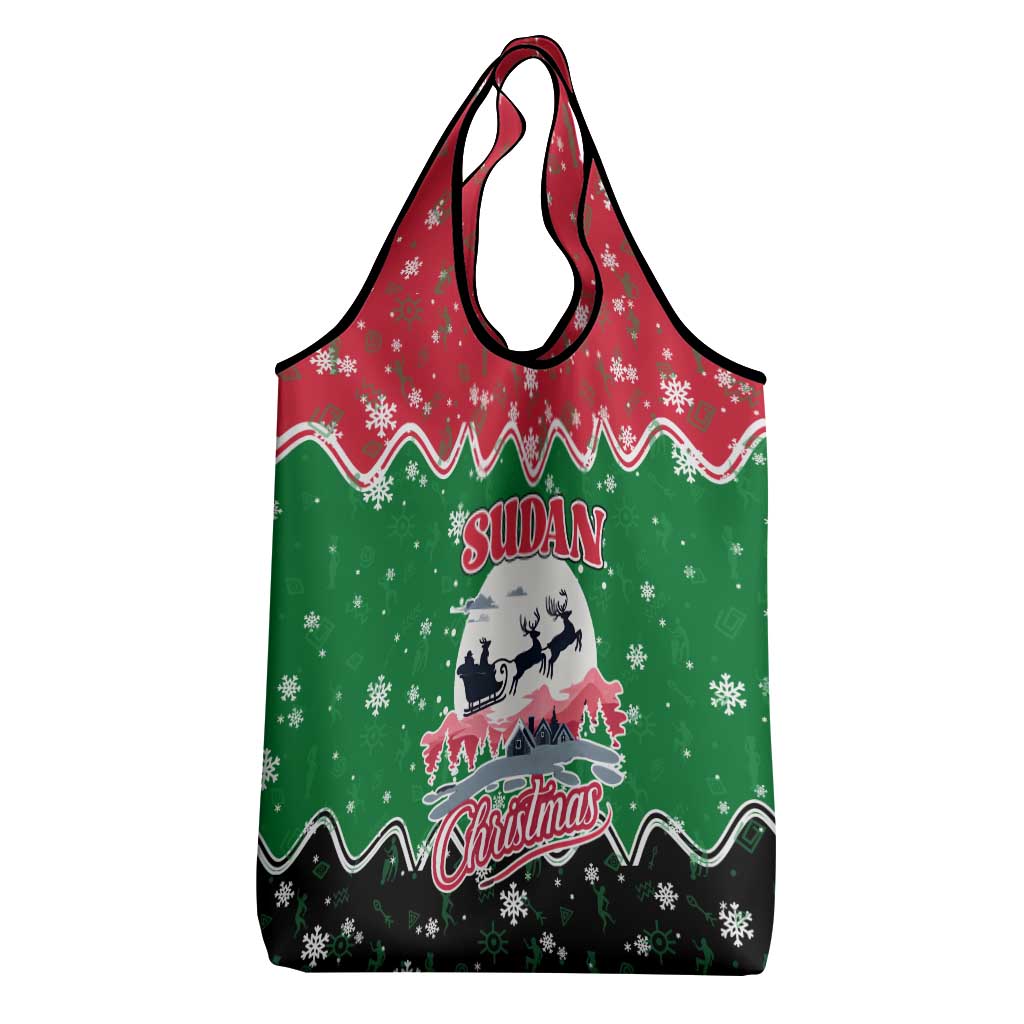 Sudan Christmas Grocery Bag Red Green Black Xmas Santa Sleigh and Map - African Pride
