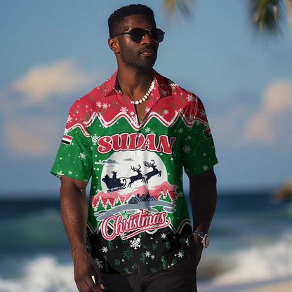 Sudan Christmas Hawaiian Shirt Red Green Black Xmas Santa Sleigh and Map - African Pride