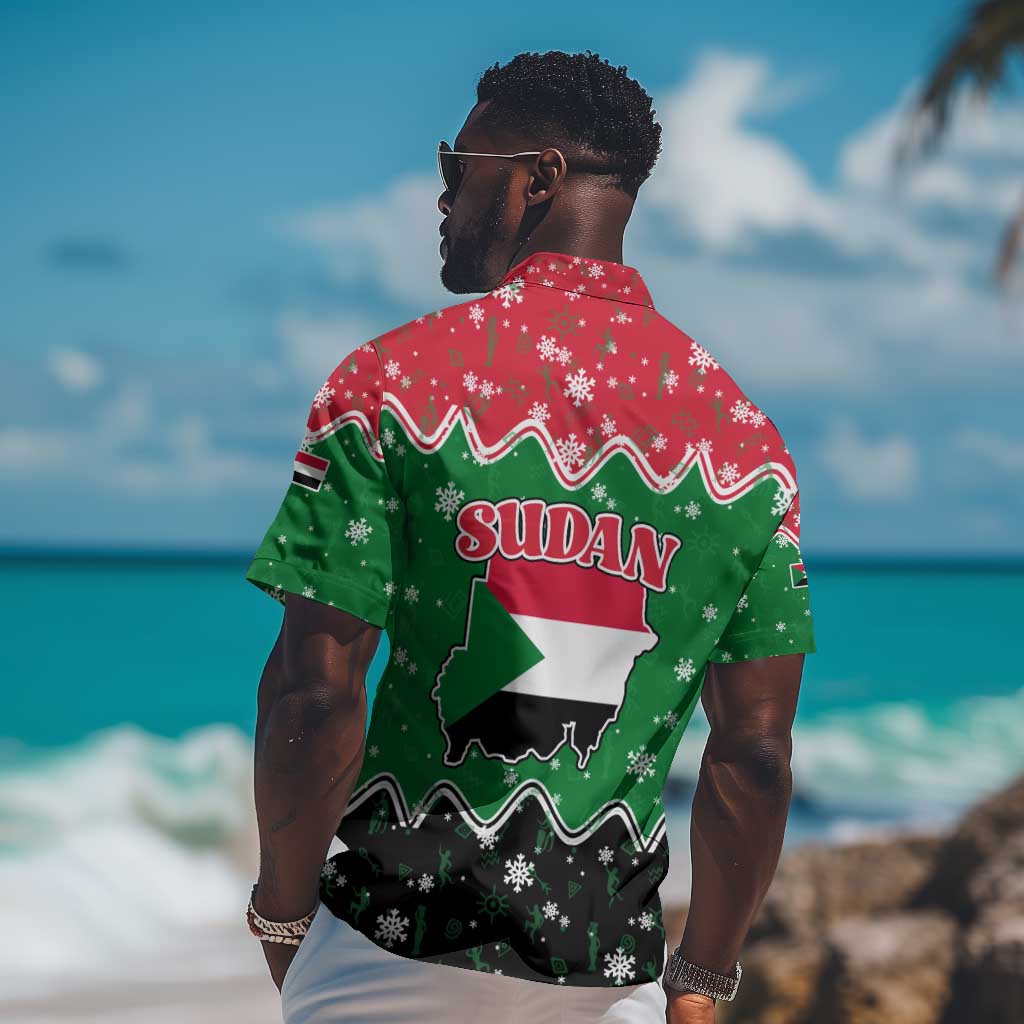 Sudan Christmas Hawaiian Shirt Red Green Black Xmas Santa Sleigh and Map - African Pride