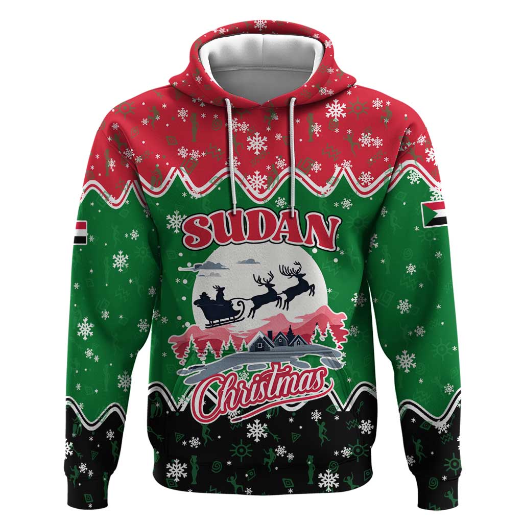Sudan Christmas Hoodie Red Green Black Xmas Santa Sleigh and Map - African Pride