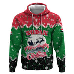 Sudan Christmas Hoodie Red Green Black Xmas Santa Sleigh and Map - African Pride