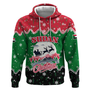 Sudan Christmas Hoodie Red Green Black Xmas Santa Sleigh and Map - African Pride