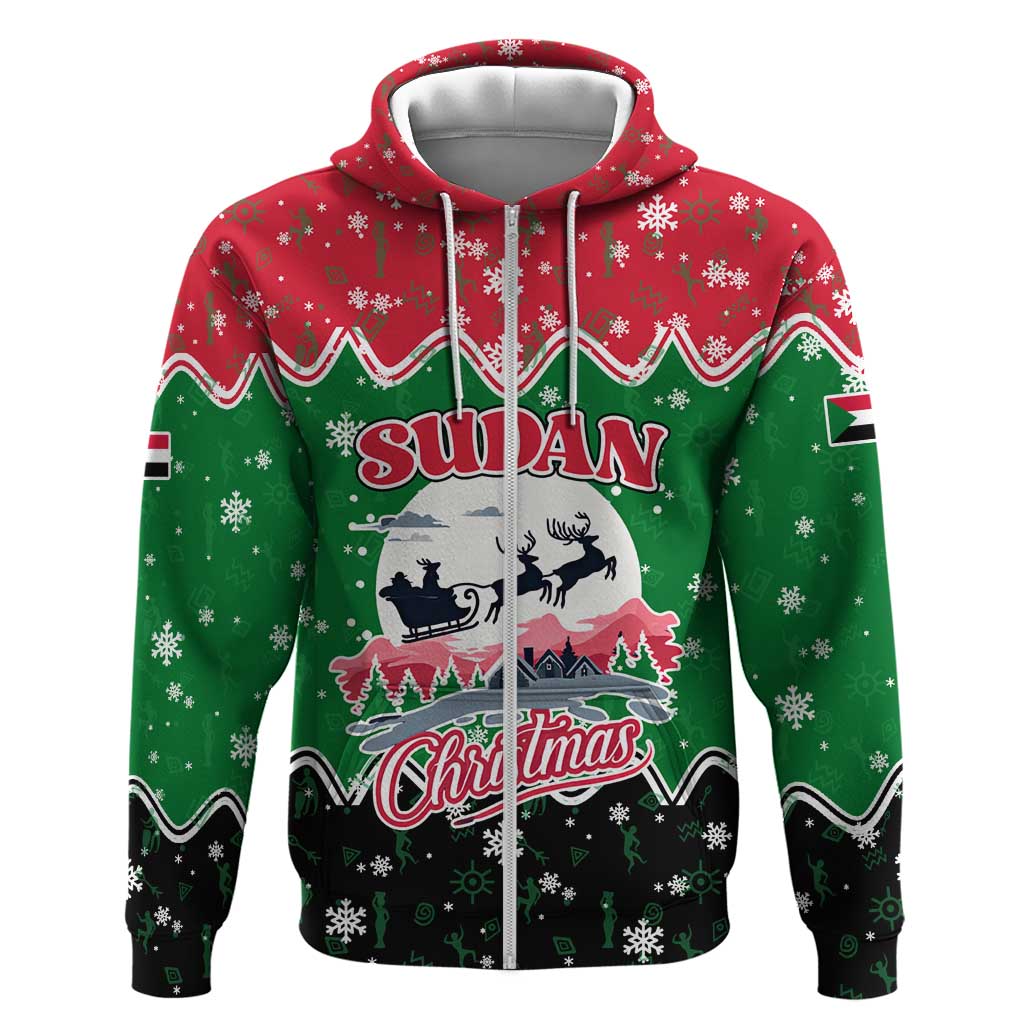 Sudan Christmas Hoodie Red Green Black Xmas Santa Sleigh and Map - African Pride