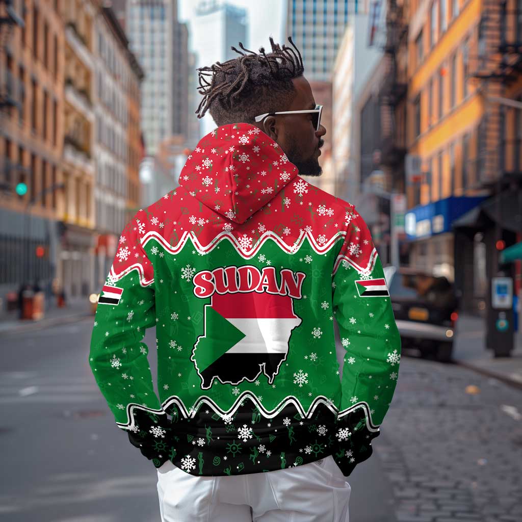 Sudan Christmas Hoodie Red Green Black Xmas Santa Sleigh and Map - African Pride