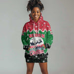 Sudan Christmas Hoodie Dress Red Green Black Xmas Santa Sleigh and Map - African Pride