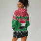 Sudan Christmas Hoodie Dress Red Green Black Xmas Santa Sleigh and Map - African Pride